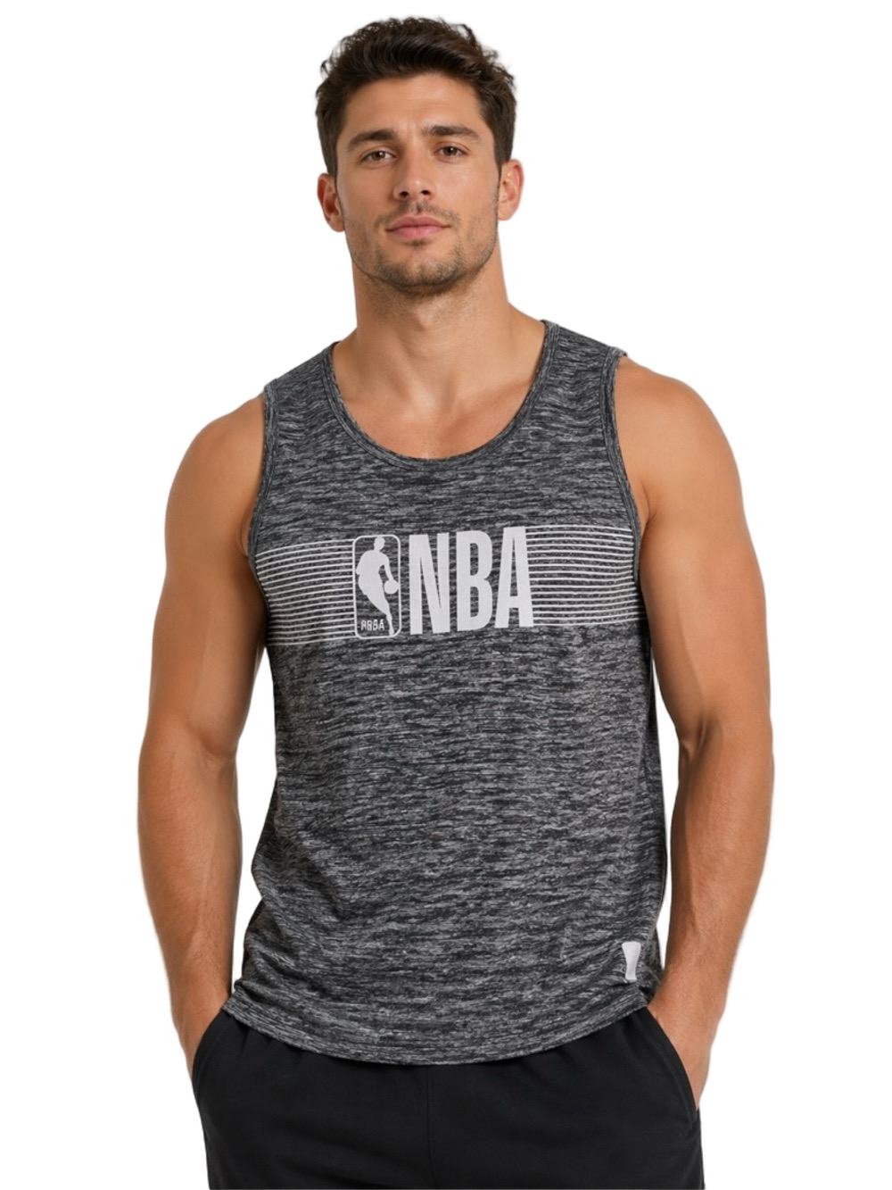 NBA Black and Grey Marled Performance Tank Top
